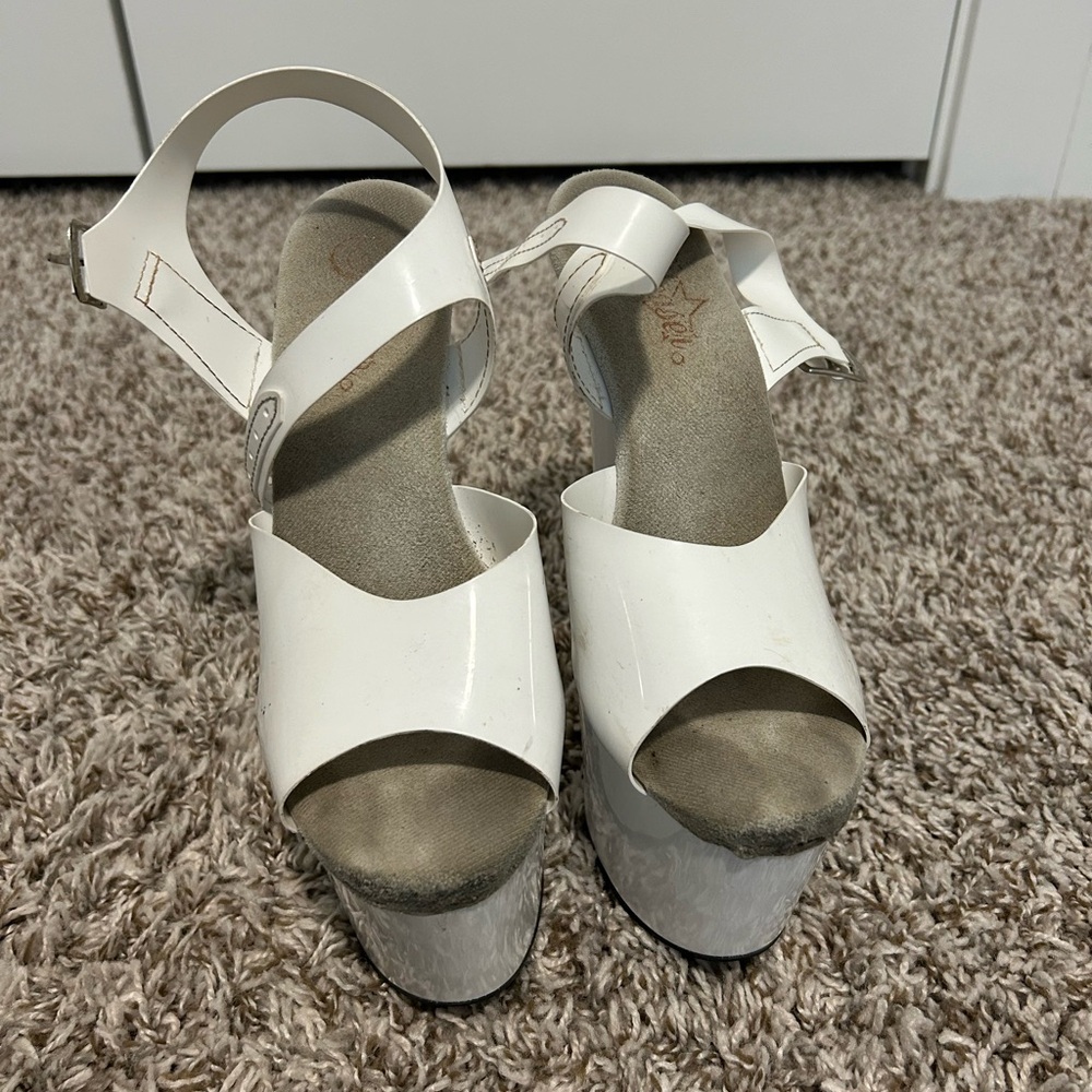 Pleaser White Platform Open-Toe Heels